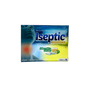 ISEPTIC SABOR MENTA CAJA X 12 TABLETAS 